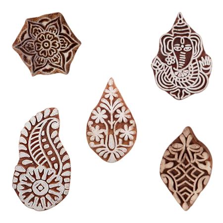 Set of 5 Piece New Mix Wooden Printing Blocks